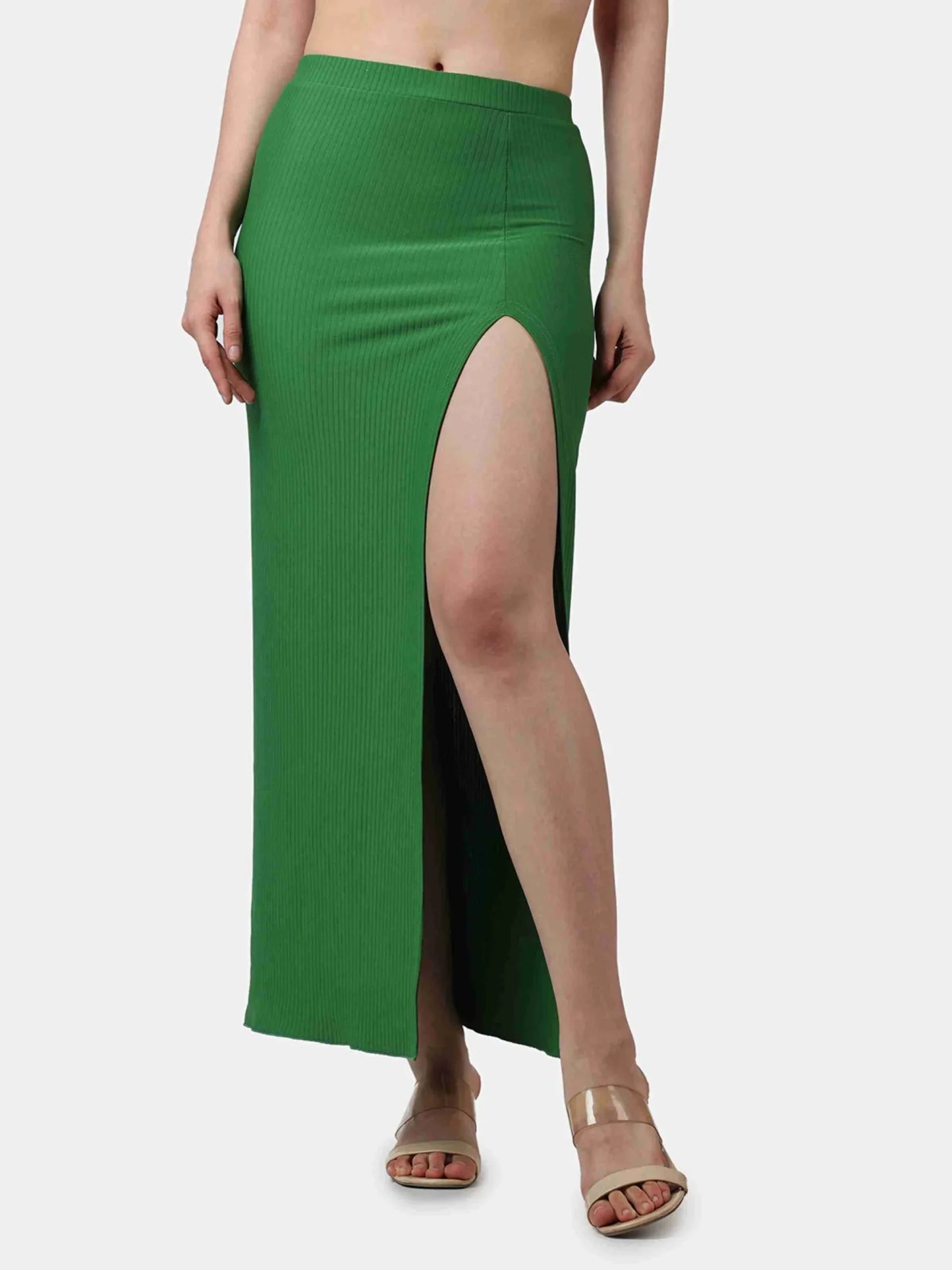 Green Rib Long Skirt