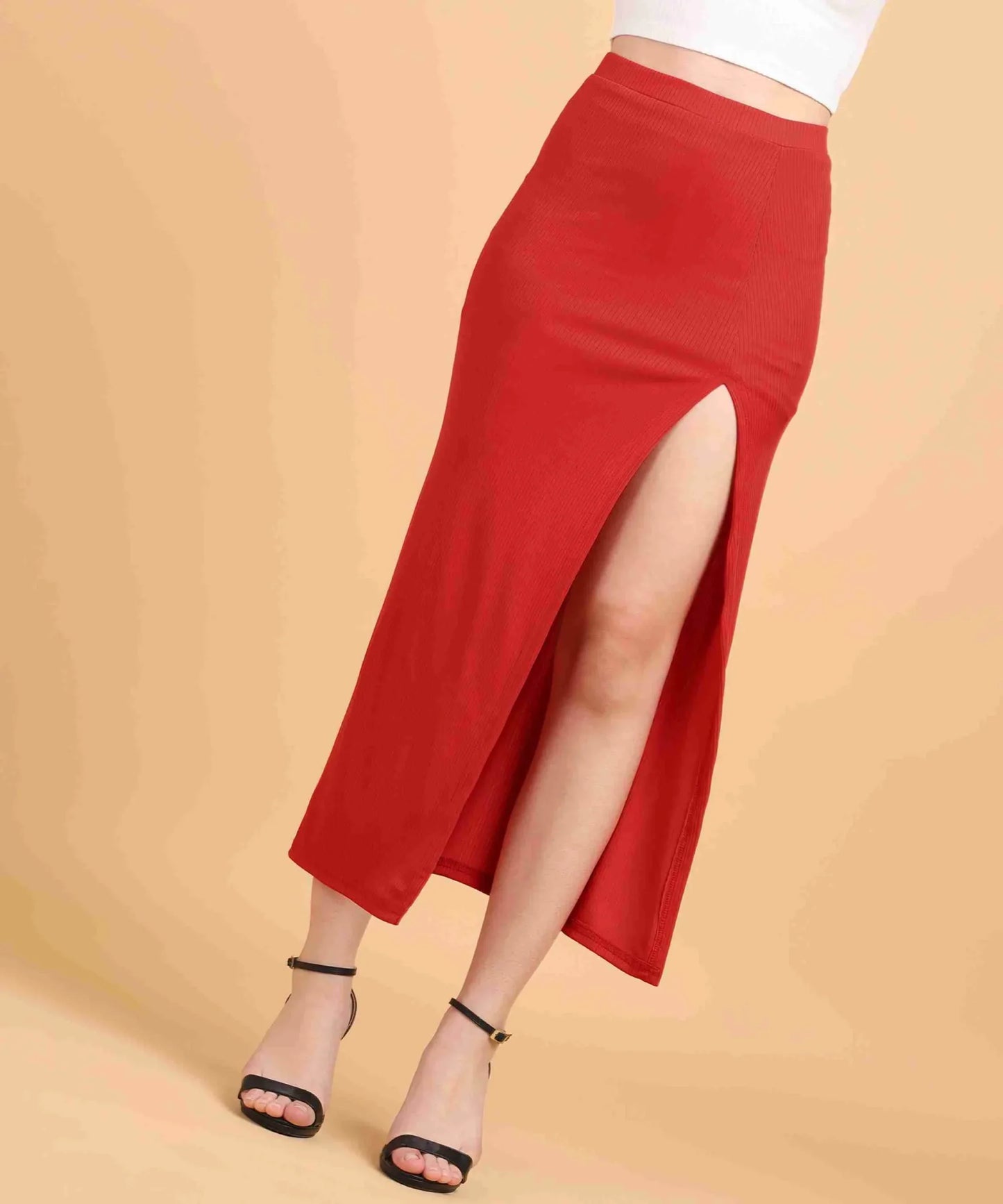 Green Rib Long Skirt
