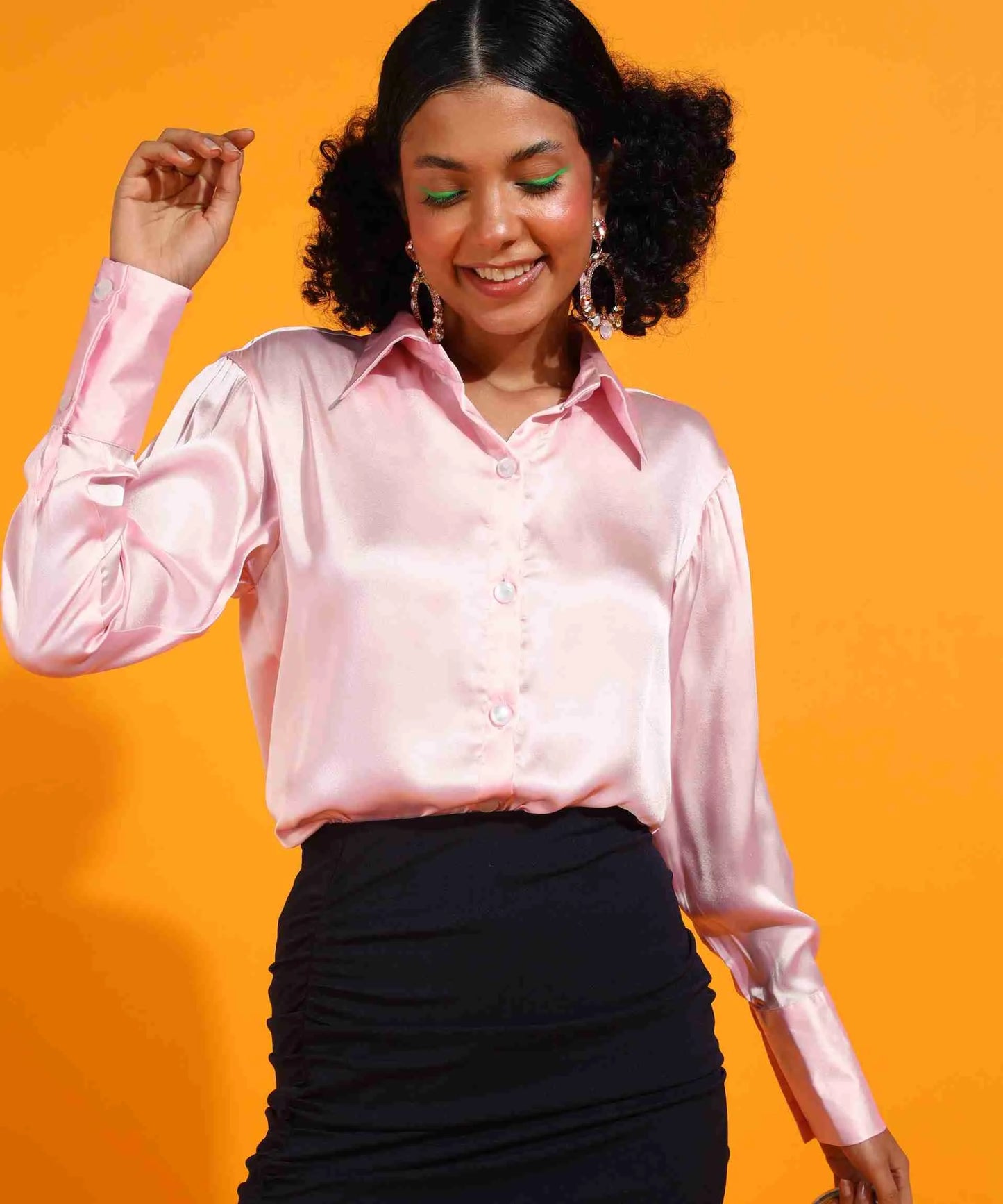 Light Pink Satin Shirt
