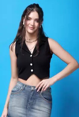 Navy Blue Vest Crop Top
