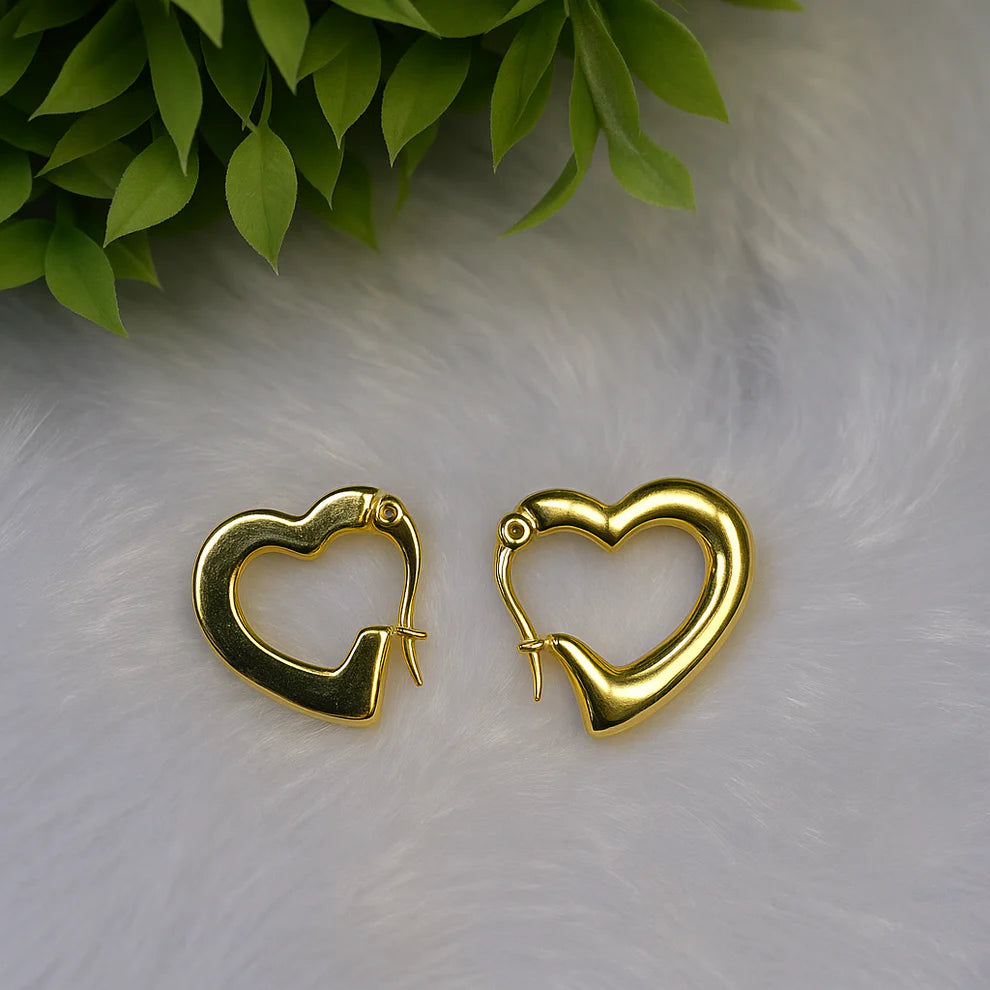 Bold Heart Hoop Earrings | 18K Gold Plated | Anti-Tarnish
