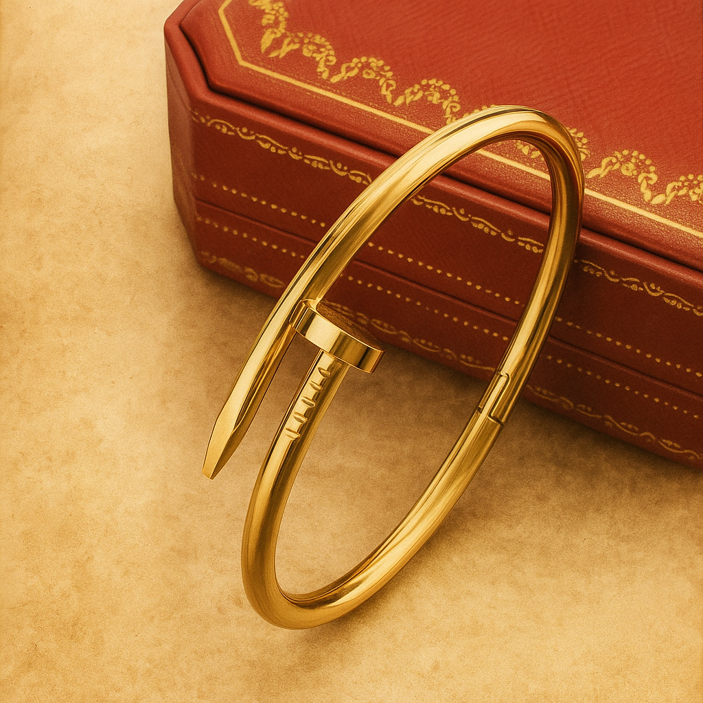 Gold Stainless Steel Nail Screw Bangle Bracelet