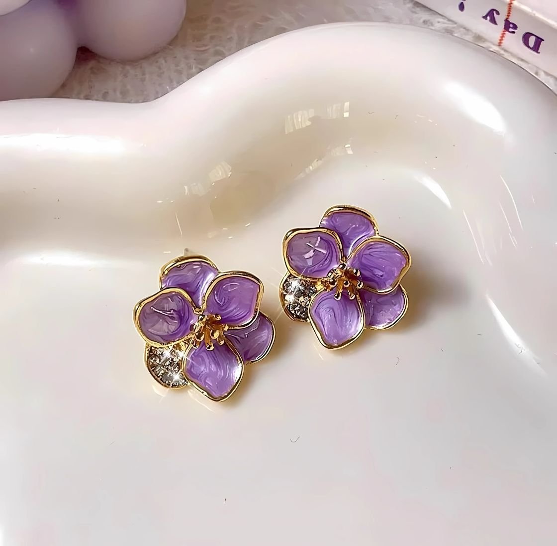 Lavender Enamel Korean Studs earrings