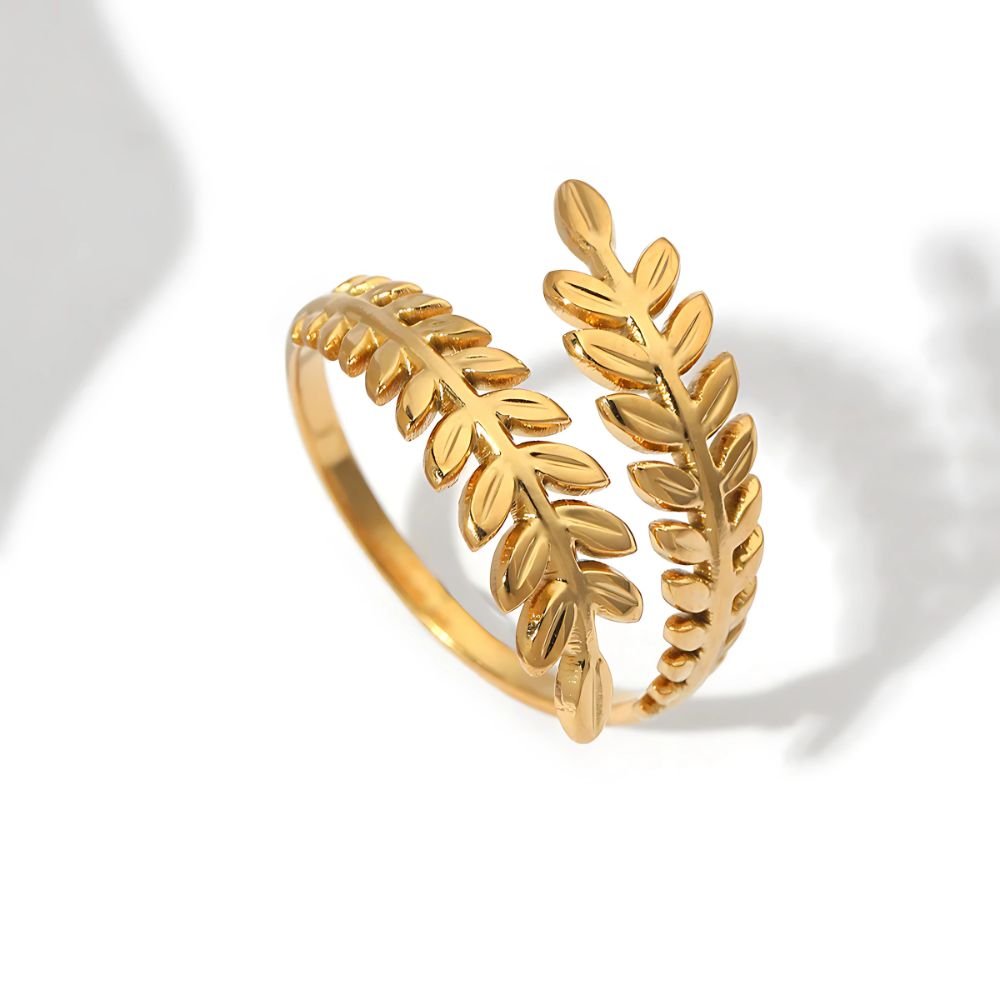 Parallel Olive Leaf Ring