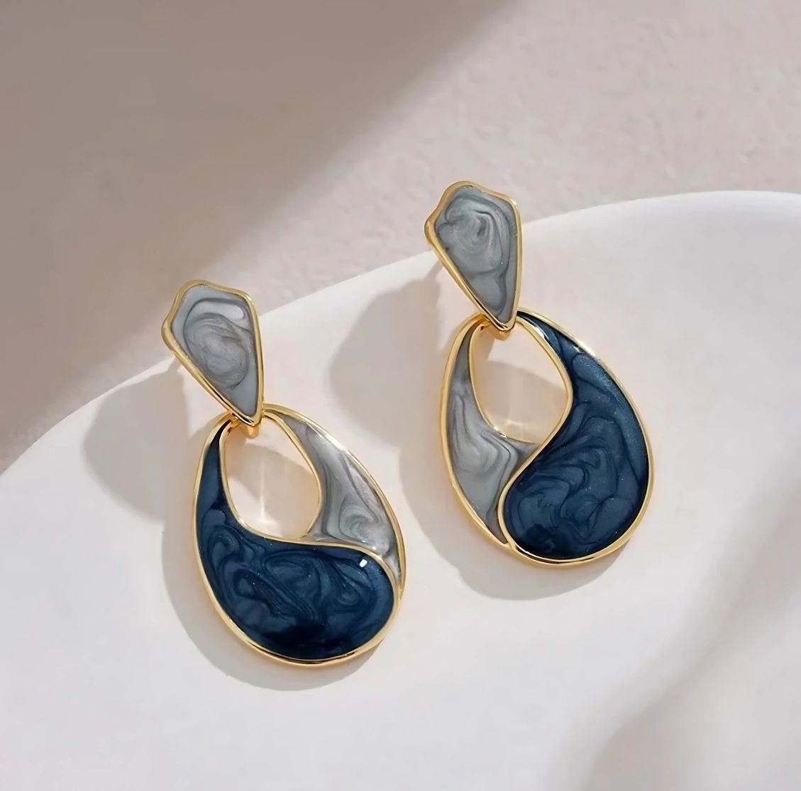 Water Drop Enamel Earrings
