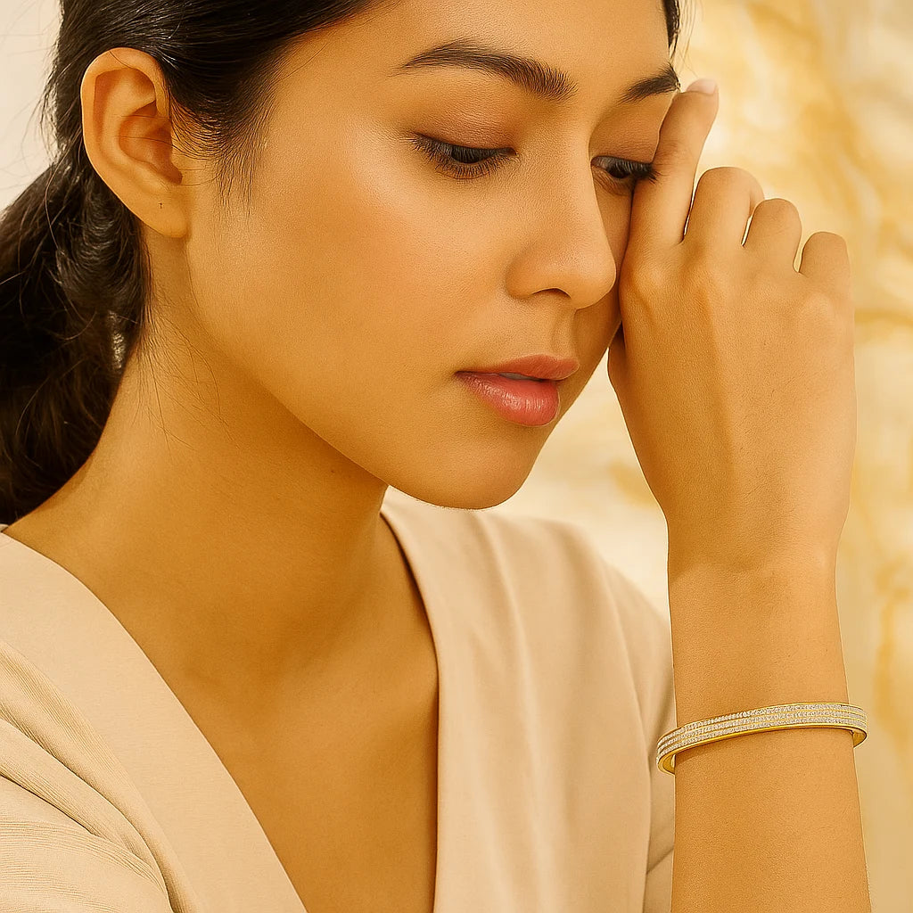 Crystal bangles for women gold plated stainless steel stylish jewellery wearing