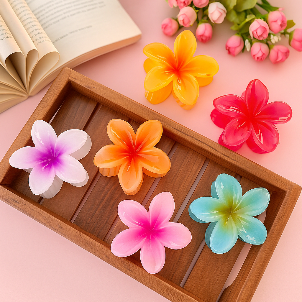 colorful flower shape hair claw clips set for women
