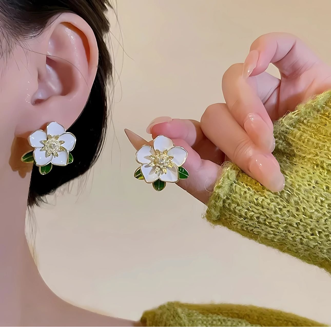 enamel flower stud earrings for women