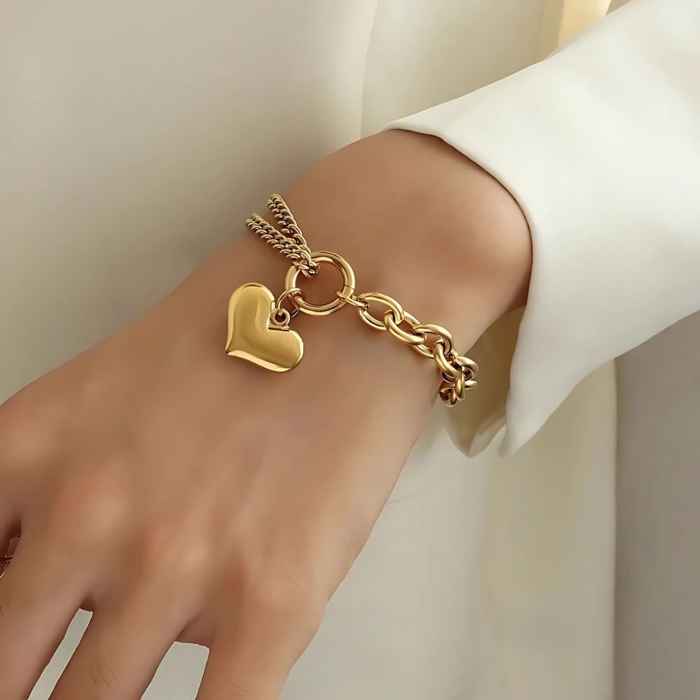 love heart chain bracelet for women
