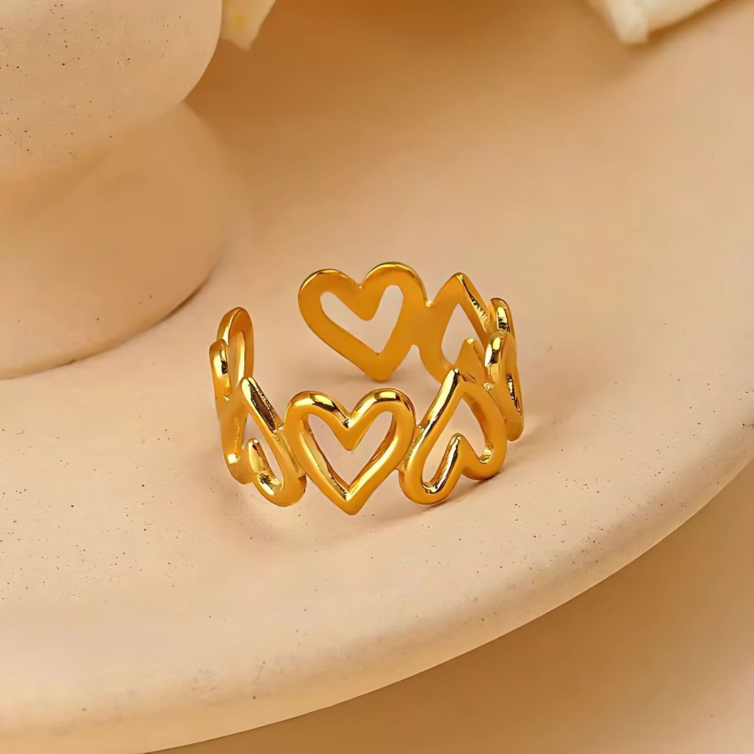 heart shape adjustable ring for women