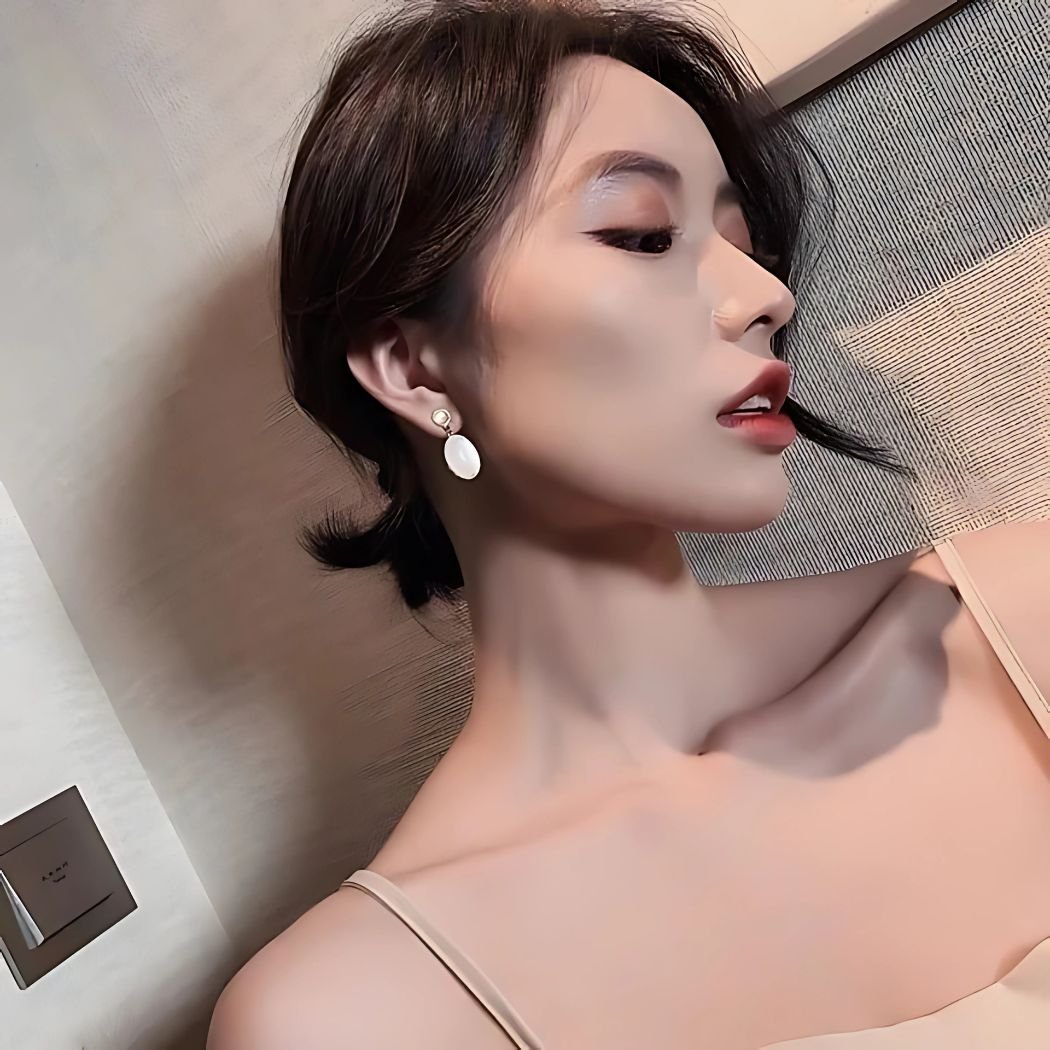 opal oval drop earrings for women minimal elegant design