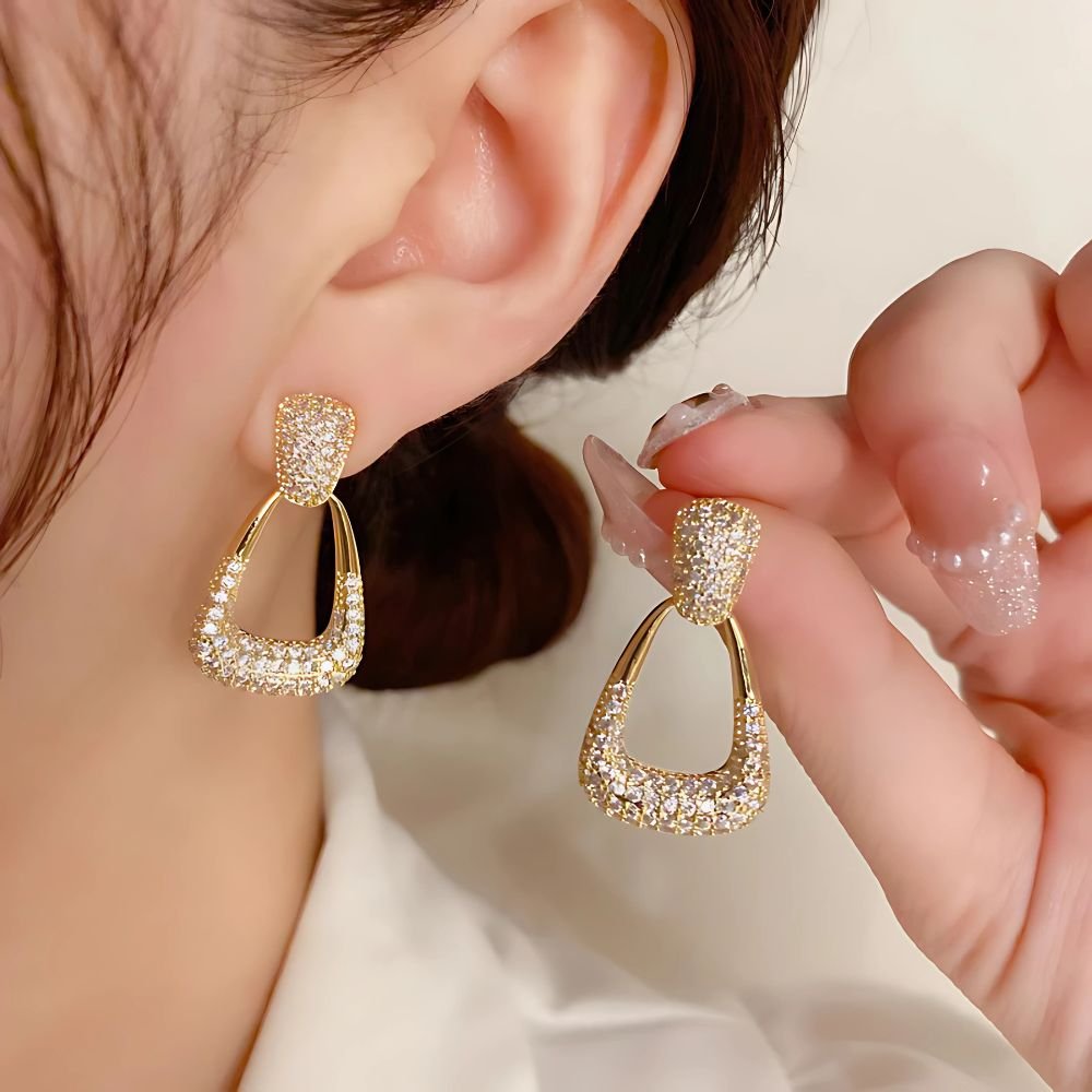 Rhinestone Studded Drop Earrings
