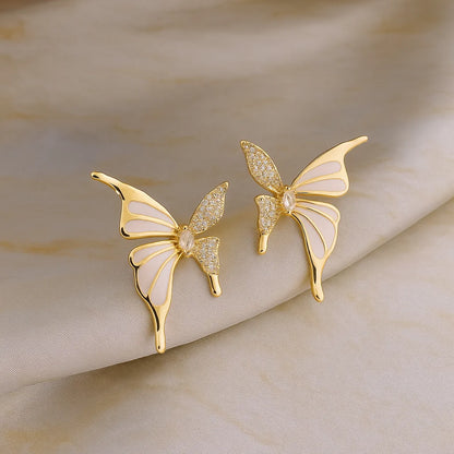 Gold Butterfly Earrings – Sparkling Zirconia Women’s Casual Wear Jewelry