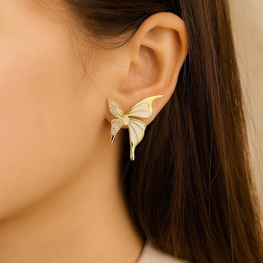 Gold Butterfly Earrings – Sparkling Zirconia Women’s Casual Wear Jewelry