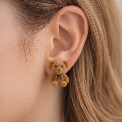 Cute Bear Earrings Combo – Brown Teddy, Transparent Teddy & Bunny Studs