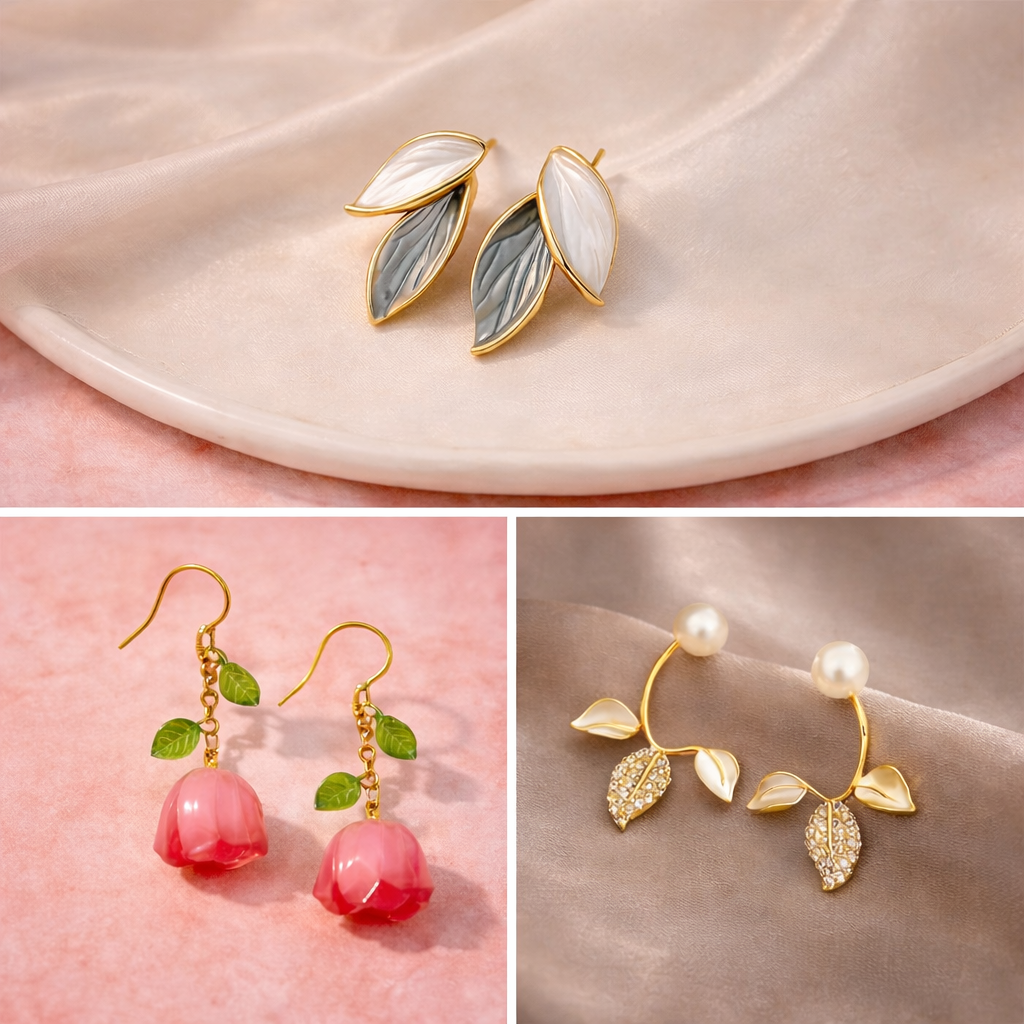 Nature Bloom Earrings Combo – Set of 3