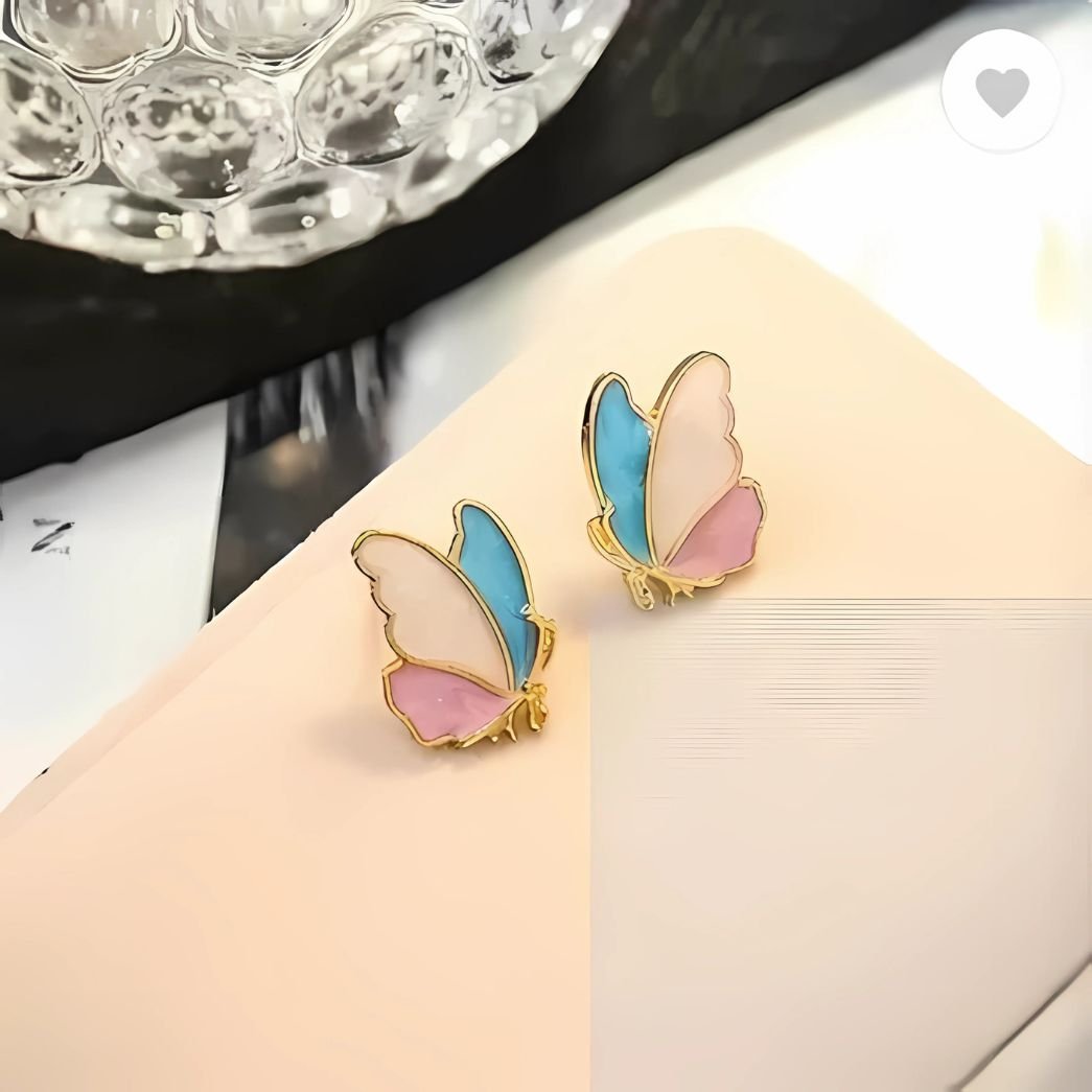 Colorful Butter fly Earrings Alloy Stud Earring