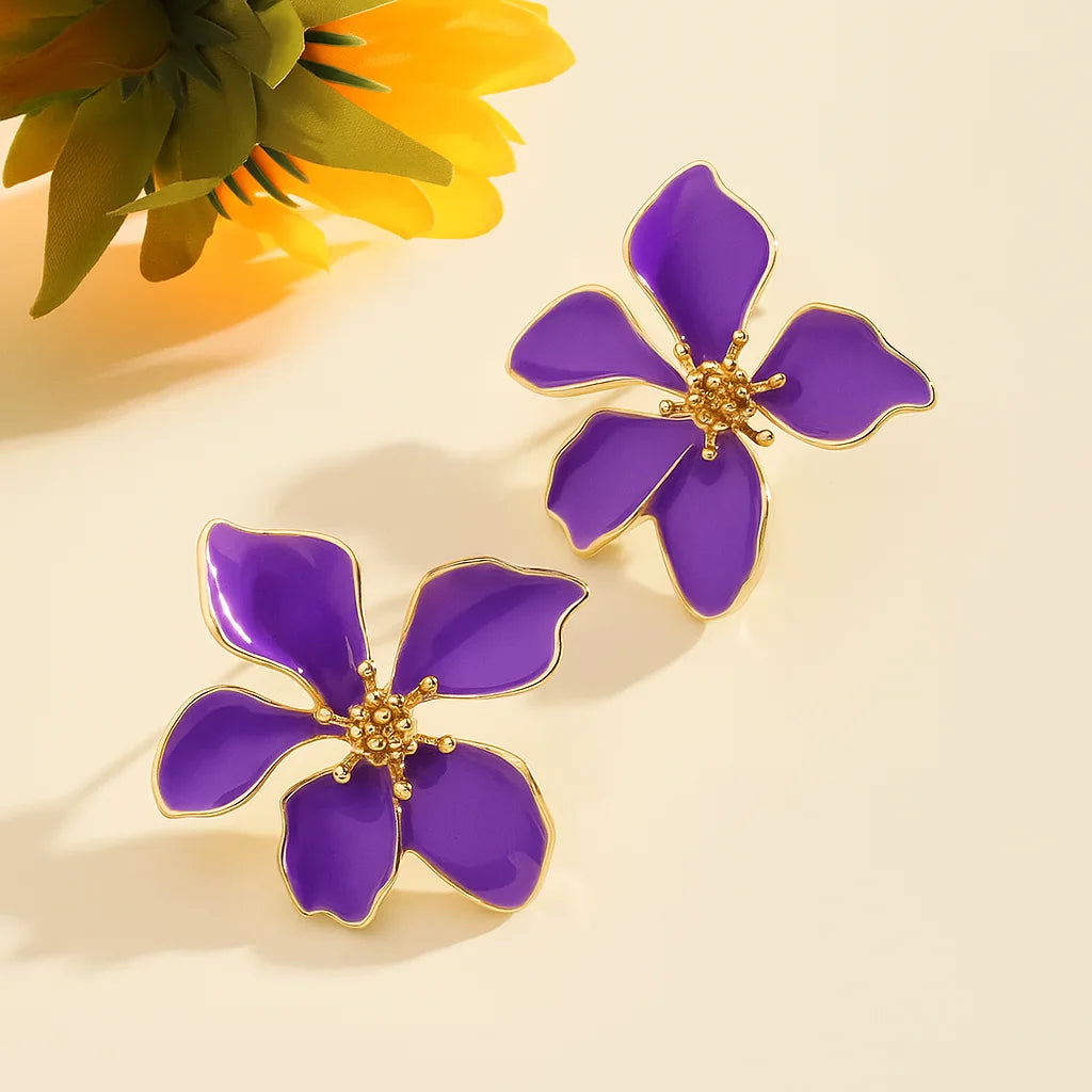 Colossal purple Luxury Gold Earring
