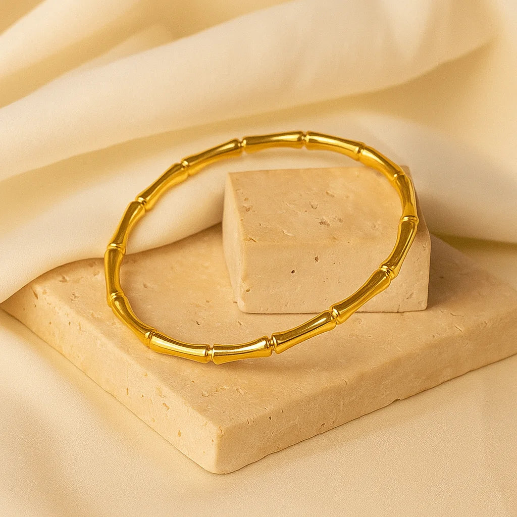 Elegant Non-Tarnish Gold Bamboo Bracelet Bangle for Girls