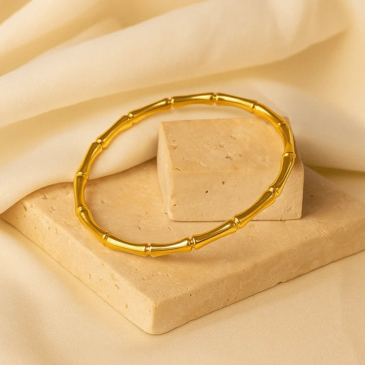 Elegant Non-Tarnish Gold Bamboo Bracelet Bangle for Girls