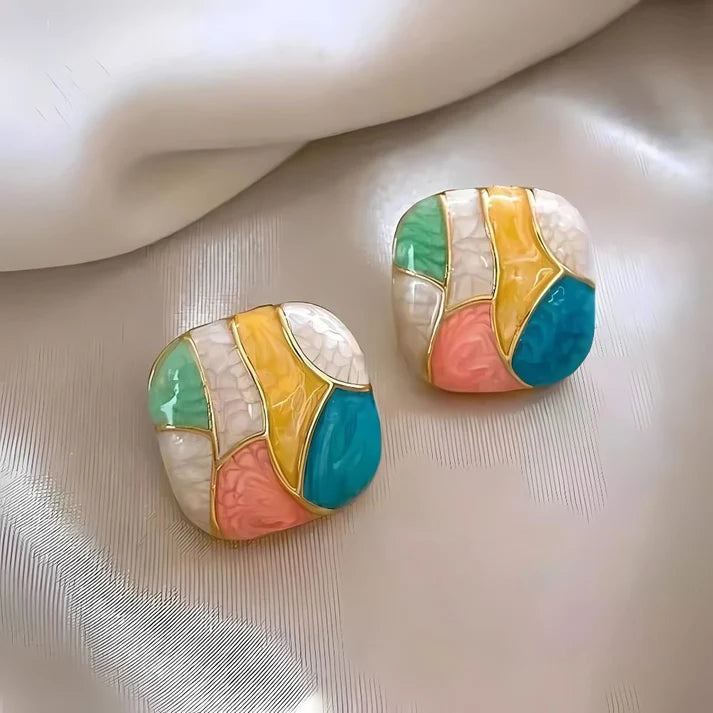 Pastel Pearl & Enamel Korean Earrings Combo – Set of 3