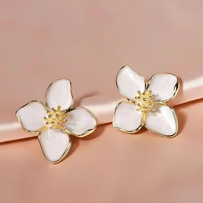 Enamel Delicate Flower Earrings