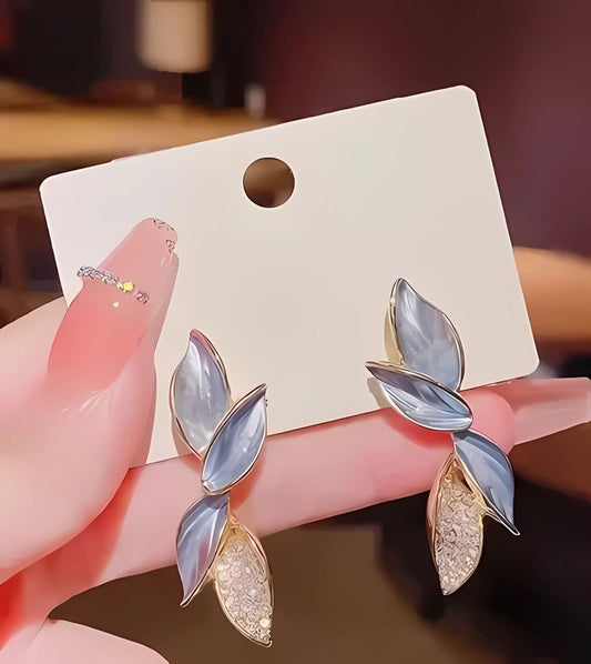 Gold-Plated Leaf Shaped Studs Earrings