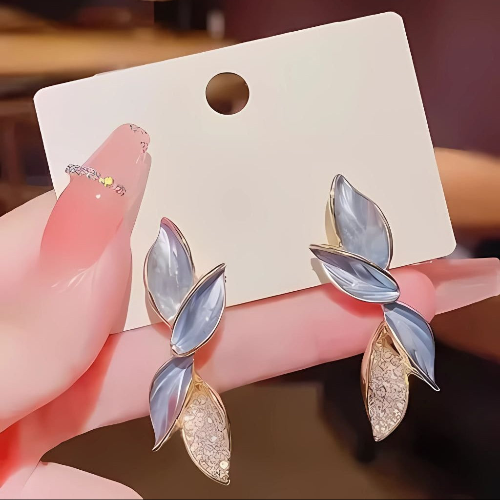 leaf stud earrings for women minimal design