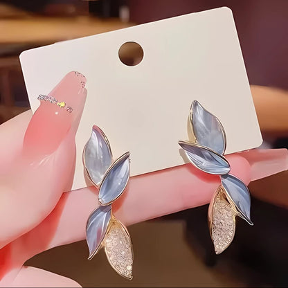 leaf stud earrings for women minimal design