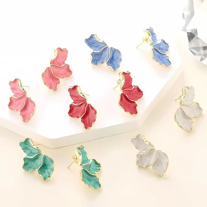 Maple Leaf Flower Oil Drip Earrings