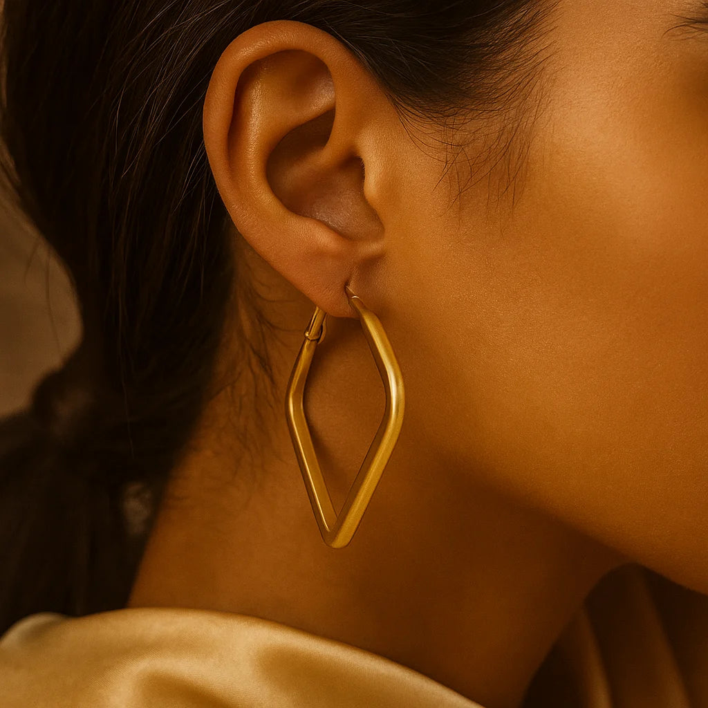 Modern silver square hoop earrings