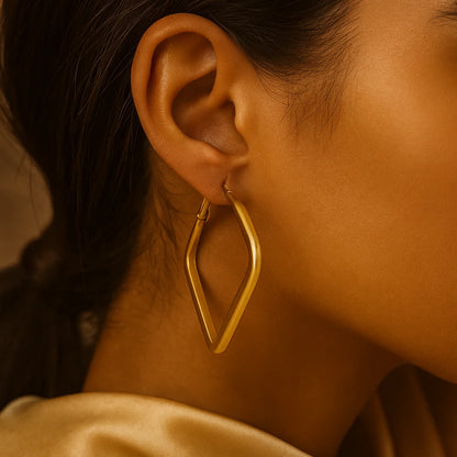 Modern silver square hoop earrings