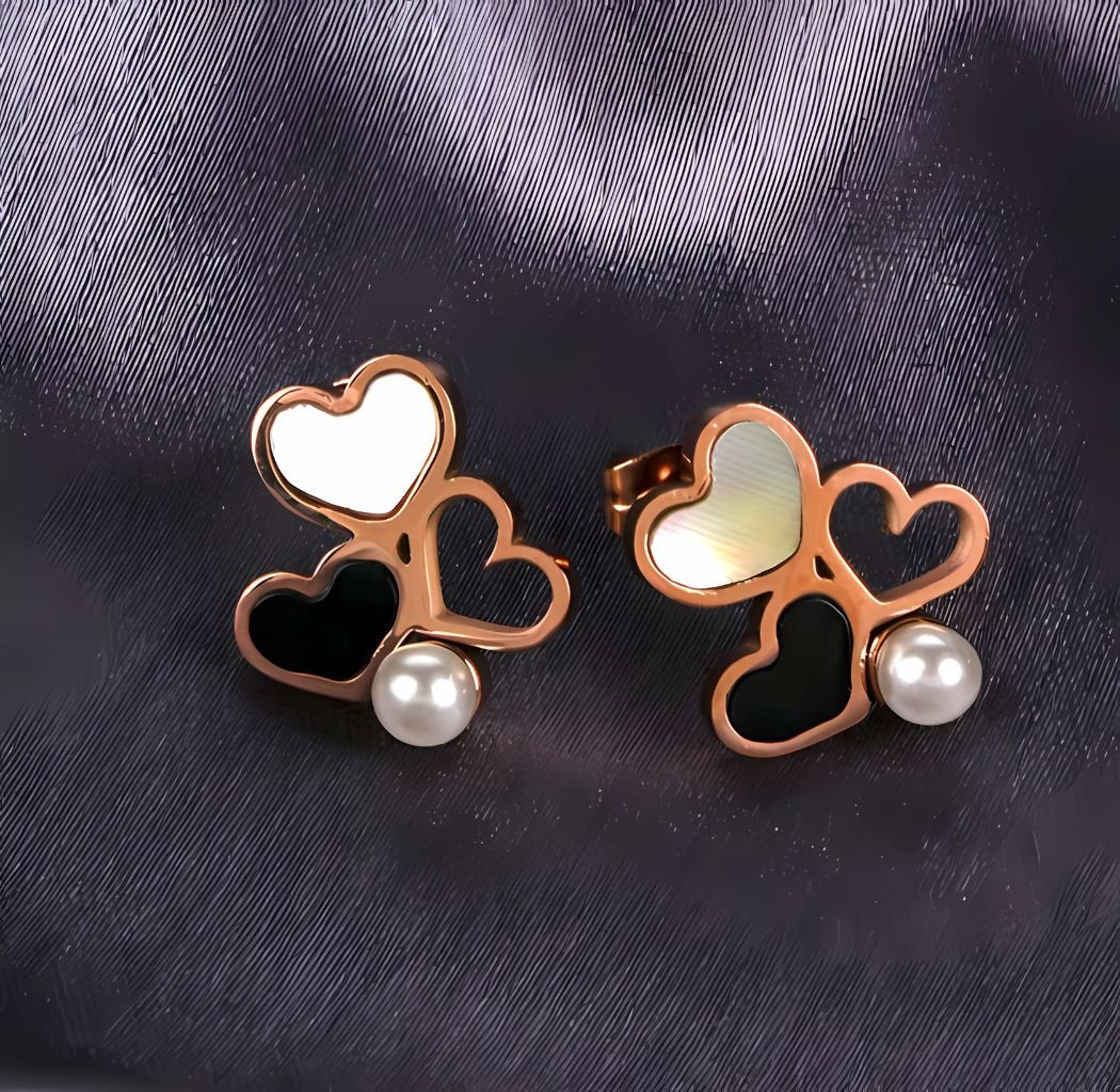 Rose Gold And White Stud Earring