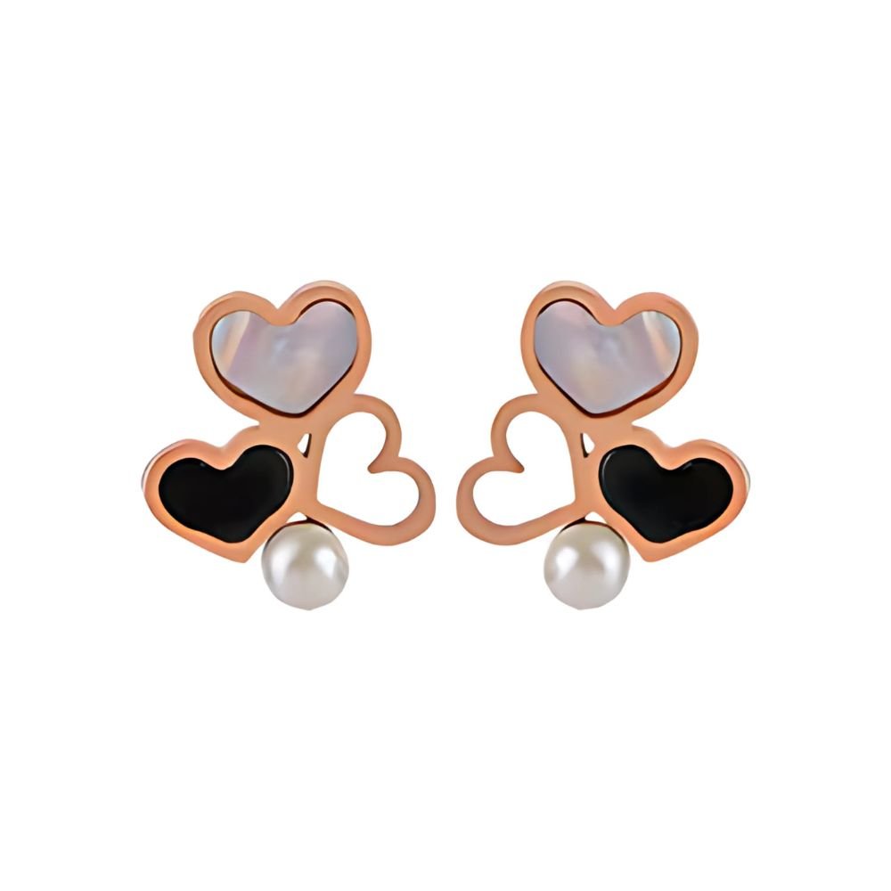 Rose Gold And White Stud Earring