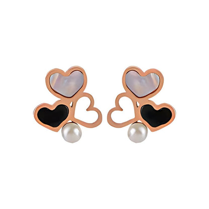 Rose Gold And White Stud Earring
