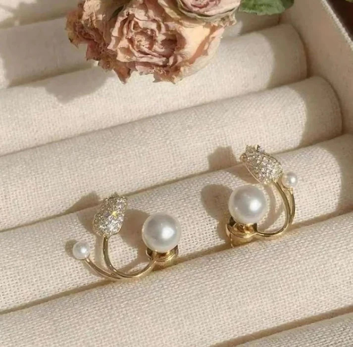 Elegant Pearl & Gold Earrings Combo – Premium Korean Style Set of 5