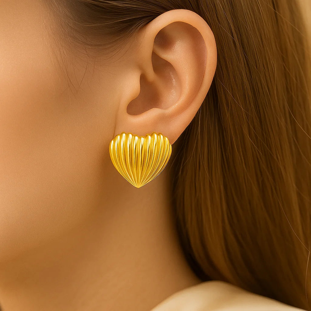 Spiral Hollow Out Stud Earrings for Women On Model