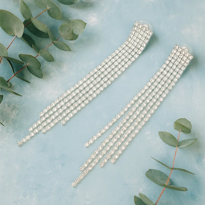 Statement Silver Dangling Chain Drop Earrings