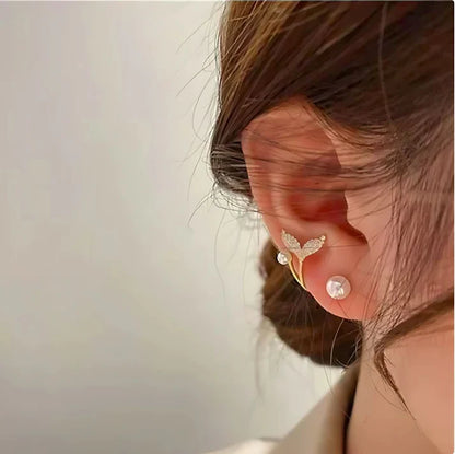 Elegant Pearl & Gold Earrings Combo – Premium Korean Style Set of 5