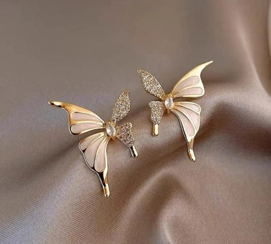 Gold-Plated Rhinestone Studded Studs Earrings