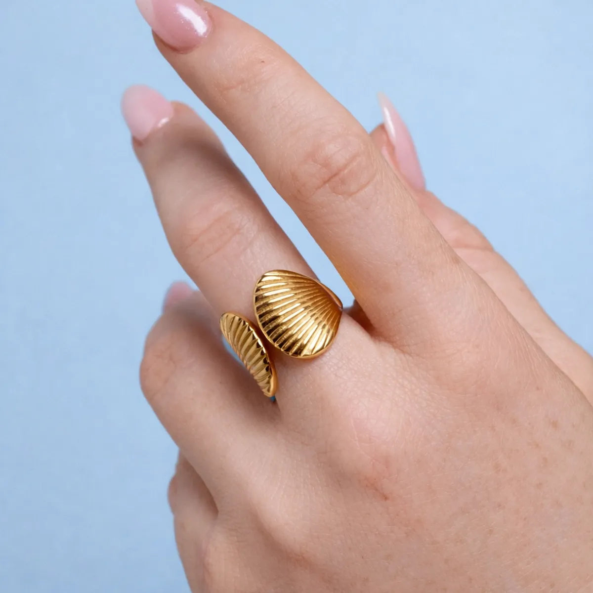 anti tarnish seashell adjustable ring for women