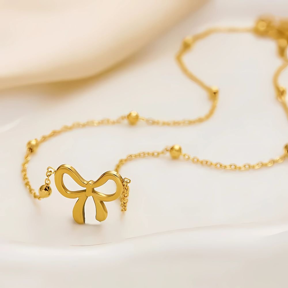 beads chain bow necklace for women