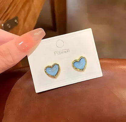 Blue Heart Stud Earrings