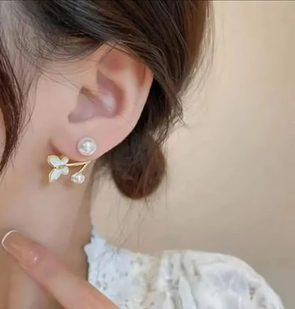 butterfly pearl drop earrings 