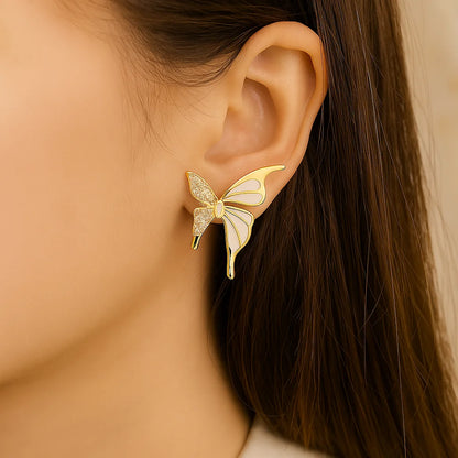 butterfly zirconia stud earrings for women stylish lightweight jewellery wearing