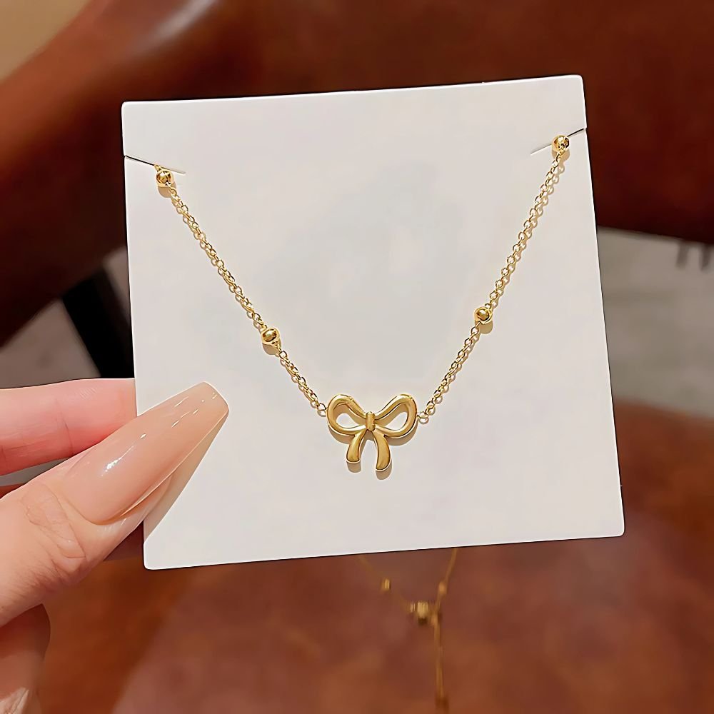 beads chain bow necklace for women