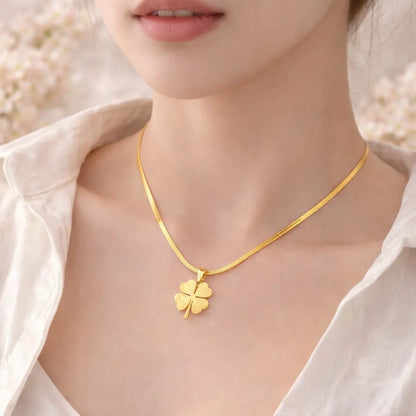 clover charm necklace for women with stainless steel pendant