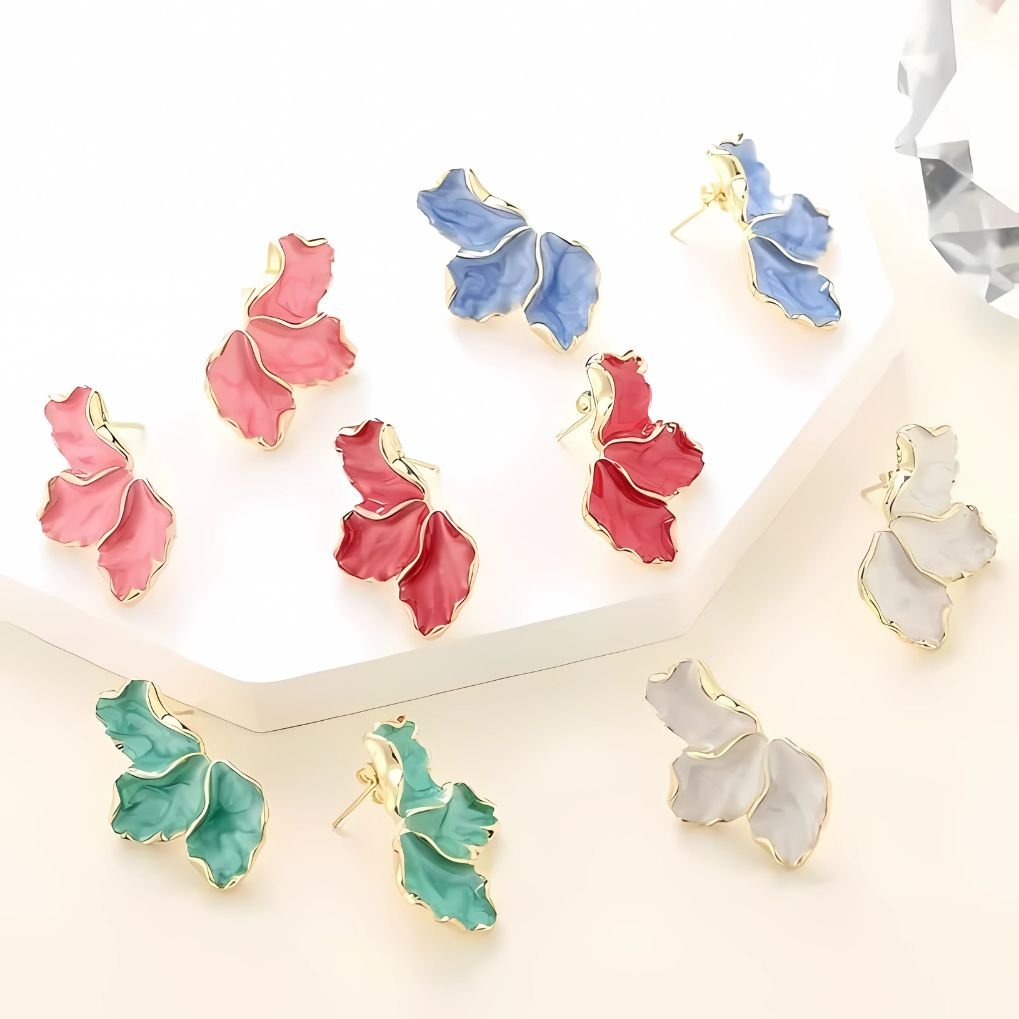 colorful leaf floral drop earrings for women