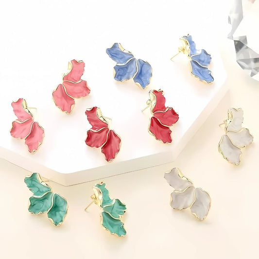 colorful leaf floral drop earrings for women