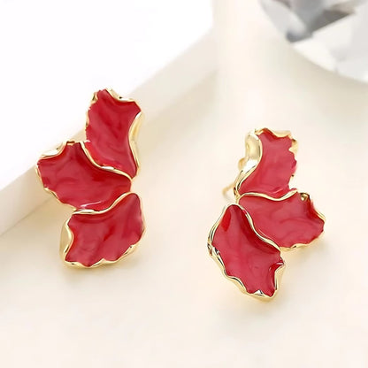 colorful leaf floral drop earrings for women